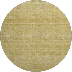 Luxury Washable Indoor/Outdoor Soft Essentials Gold 8' x 8' Round Rug