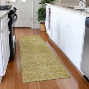 Luxury Washable Indoor/Outdoor Soft Essentials Gold 2\'3\" x 7\'6\" Runner Rug