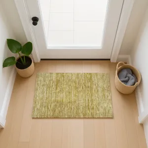 Luxury Washable Indoor/Outdoor Soft Essentials Gold 1\'8\" x 2\'6\" Rug