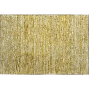 Luxury Washable Indoor/Outdoor Soft Essentials Gold 1\'8\" x 2\'6\" Rug
