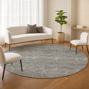 Luxury Washable Indoor/Outdoor Soft Essentials Gray 8\' x 8\' Round Rug