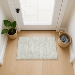 Luxury Washable Indoor/Outdoor Soft Essentials Ivory 1\'8\" x 2\'6\" Rug
