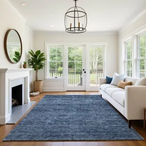 Luxury Washable Indoor/Outdoor Soft Essentials Navy 10\' x 14\' Rug