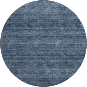 Luxury Washable Indoor/Outdoor Soft Essentials Navy 8' x 8' Round Rug