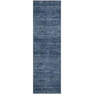Luxury Washable Indoor/Outdoor Soft Essentials Navy 2\'3\" x 7\'6\" Runner Rug