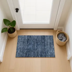 Luxury Washable Indoor/Outdoor Soft Essentials Navy 1\'8\" x 2\'6\" Rug