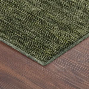 Luxury Washable Indoor/Outdoor Soft Essentials Olive 2\'6\" x 3\'10\" Rug