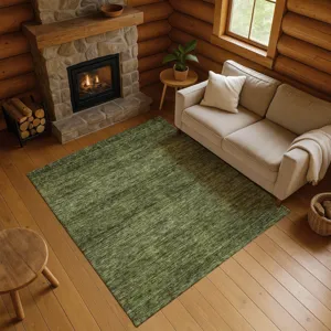 Luxury Washable Indoor/Outdoor Soft Essentials Olive 2\'6\" x 3\'10\" Rug