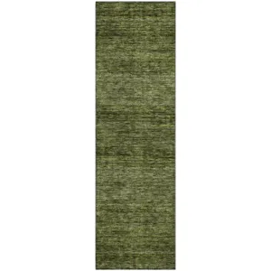 Luxury Washable Indoor/Outdoor Soft Essentials Olive 2'3" x 7'6" Runner Rug
