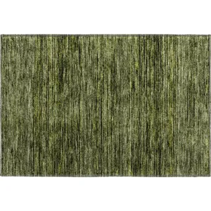 Luxury Washable Indoor/Outdoor Soft Essentials Olive 1\'8\" x 2\'6\" Rug