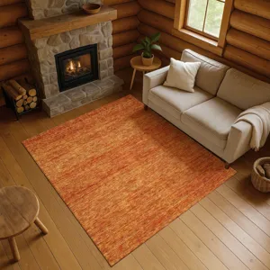 Luxury Washable Indoor/Outdoor Soft Essentials Orange 9\' x 12\' Rug