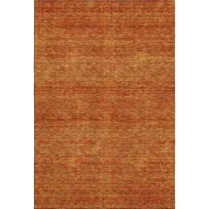 Luxury Washable Indoor/Outdoor Soft Essentials Orange 9\' x 12\' Rug