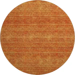 Luxury Washable Indoor/Outdoor Soft Essentials Orange 8' x 8' Round Rug