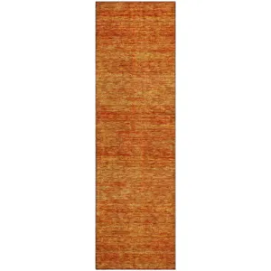 Luxury Washable Indoor/Outdoor Soft Essentials Orange 2\'3\" x 7\'6\" Runner Rug