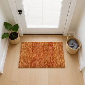 Luxury Washable Indoor/Outdoor Soft Essentials Orange 1\'8\" x 2\'6\" Rug