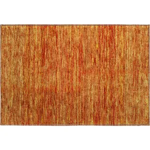 Luxury Washable Indoor/Outdoor Soft Essentials Orange 1\'8\" x 2\'6\" Rug