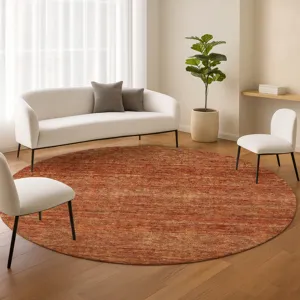 Luxury Washable Indoor/Outdoor Soft Essentials Paprika 8\' x 8\' Round Rug