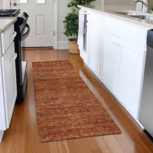 Luxury Washable Indoor/Outdoor Soft Essentials Paprika 2\'3\" x 7\'6\" Runner Rug