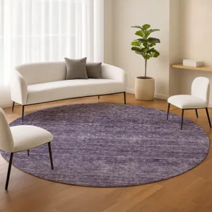 Luxury Washable Indoor/Outdoor Soft Essentials Plum 8\' x 8\' Round Rug