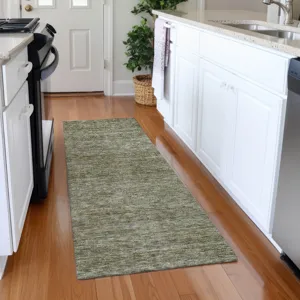 Luxury Washable Indoor/Outdoor Soft Essentials Sage 2\'3\" x 7\'6\" Runner Rug