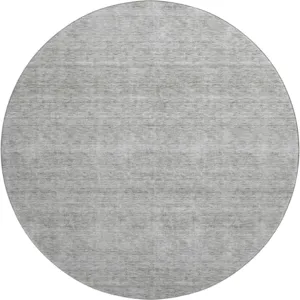 Luxury Washable Indoor/Outdoor Soft Essentials Silver 8\' x 8\' Round Rug