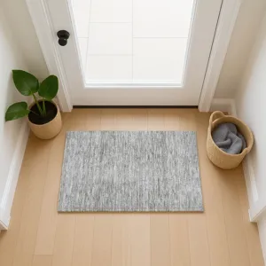 Luxury Washable Indoor/Outdoor Soft Essentials Silver 1\'8\" x 2\'6\" Rug