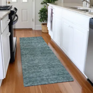 Luxury Washable Indoor/Outdoor Soft Essentials Teal 2\'3\" x 7\'6\" Runner Rug