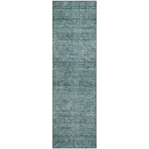 Luxury Washable Indoor/Outdoor Soft Essentials Teal 2'3" x 7'6" Runner Rug