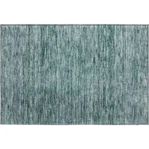 Luxury Washable Indoor/Outdoor Soft Essentials Teal 1\'8\" x 2\'6\" Rug