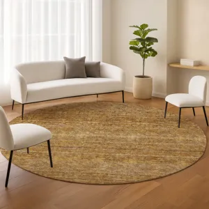 Luxury Washable Indoor/Outdoor Soft Essentials Walnut 8\' x 8\' Round Rug