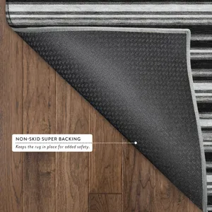 Luxury Washable Indoor/Outdoor Soft Essentials Black 2\'3\" x 7\'6\" Runner Rug