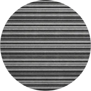 Luxury Washable Indoor/Outdoor Soft Essentials Black 8\' x 8\' Round Rug