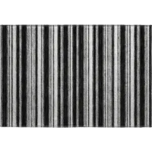 Luxury Washable Indoor/Outdoor Soft Essentials Black 1\'8\" x 2\'6\" Rug
