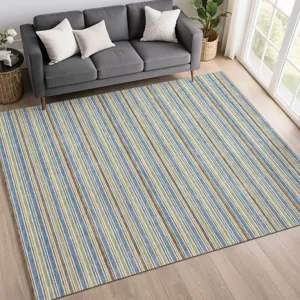 Luxury Washable Indoor/Outdoor Soft Essentials Blue 5\' x 7\'6\" Rug