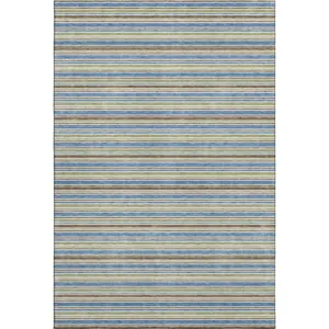 Luxury Washable Indoor/Outdoor Soft Essentials Blue Rug