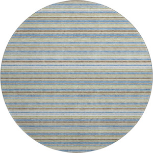 Luxury Washable Indoor/Outdoor Soft Essentials Blue 8' x 8' Round Rug