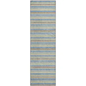 Luxury Washable Indoor/Outdoor Soft Essentials Blue 2'3" x 7'6" Runner Rug