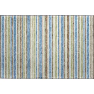 Luxury Washable Indoor/Outdoor Soft Essentials Blue Rug