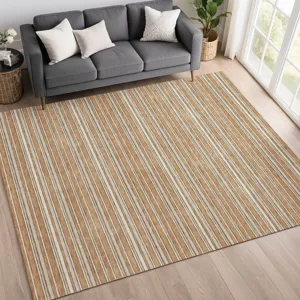 Luxury Washable Indoor/Outdoor Soft Essentials Copper 9\' x 12\' Rug