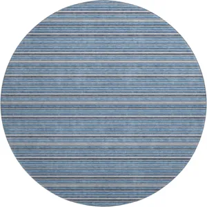 Luxury Washable Indoor/Outdoor Soft Essentials Denim 8' x 8' Round Rug