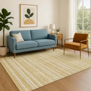Luxury Washable Indoor/Outdoor Soft Essentials Gold 5\' x 7\'6\" Rug