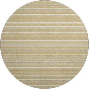 Luxury Washable Indoor/Outdoor Soft Essentials Gold 8\' x 8\' Round Rug