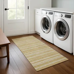 Luxury Washable Indoor/Outdoor Soft Essentials Gold 2\'3\" x 7\'6\" Runner Rug