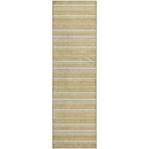 Luxury Washable Indoor/Outdoor Soft Essentials Gold 2'3" x 7'6" Runner Rug