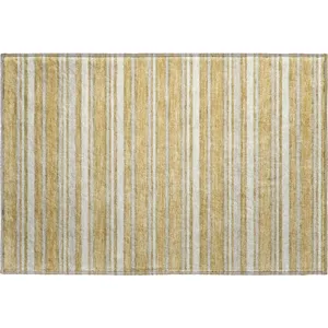 Luxury Washable Indoor/Outdoor Soft Essentials Gold 1\'8\" x 2\'6\" Rug