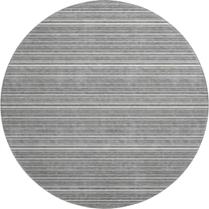 Luxury Washable Indoor/Outdoor Soft Essentials Gray 8' x 8' Round Rug