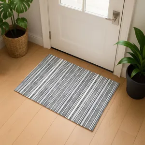 Luxury Washable Indoor/Outdoor Soft Essentials Gray 1\'8\" x 2\'6\" Rug