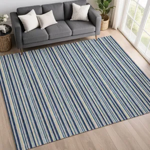 Luxury Washable Indoor/Outdoor Soft Essentials Navy 2\'6\" x 3\'10\" Rug