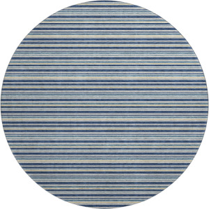 Luxury Washable Indoor/Outdoor Soft Essentials Navy 8' x 8' Round Rug