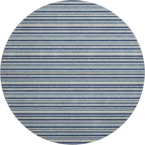 Luxury Washable Indoor/Outdoor Soft Essentials Navy 8' x 8' Round Rug